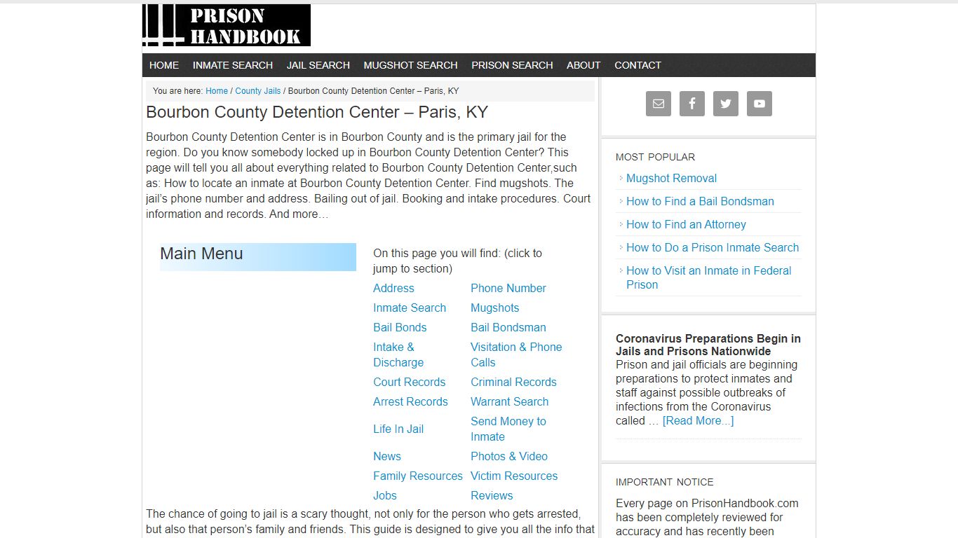 Bourbon County Detention Center – Paris, KY - Prison Handbook